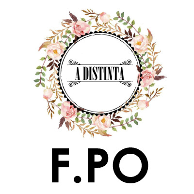 Logo circular floral com texto A DISTINTA e F.PO em fundo branco
