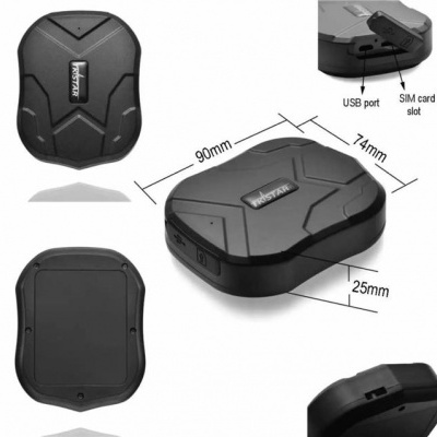 Dispositivo preto com nome MESTAR, várias vistas e dimensões indicadas