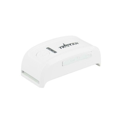 Dispositivo eletrónico branco com logótipo TRISTAR e indicador LED