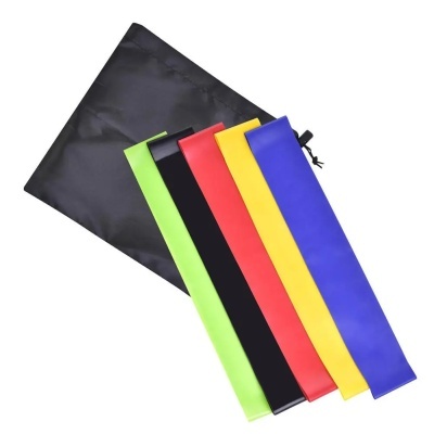 Conjunto de faixas elásticas coloridas com saco preto