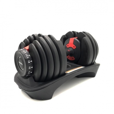 Halter ajustável preto com discos e mostrador numérico