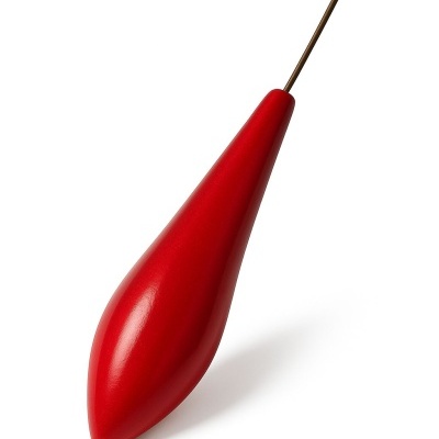 Boia de pesca vermelha com haste metálica castanha