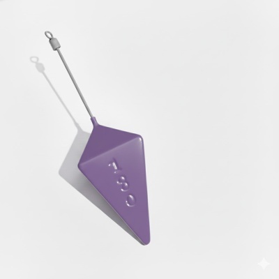 Pêndulo roxo em forma de losango com texto 7.30