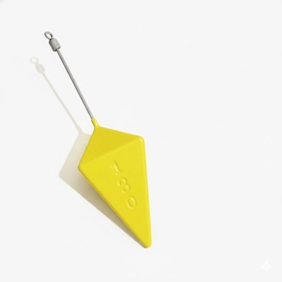 Boia amarela em forma de pêndulo com haste cinzenta