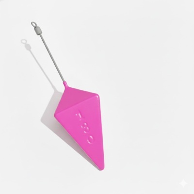 Pêndulo de pesca rosa com haste metálica cinzenta