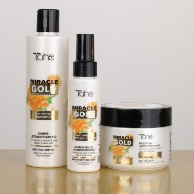 Tahe Máscara anti-frizz Miracle Gold para cabelos grossos