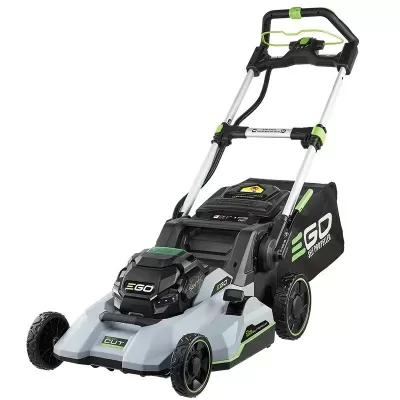 Cortador de relva elétrico cinza, preto e verde com saco coletor EGO Power+