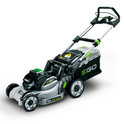 Aparador de relva elétrico EGO cinza, preto e verde com saco coletor