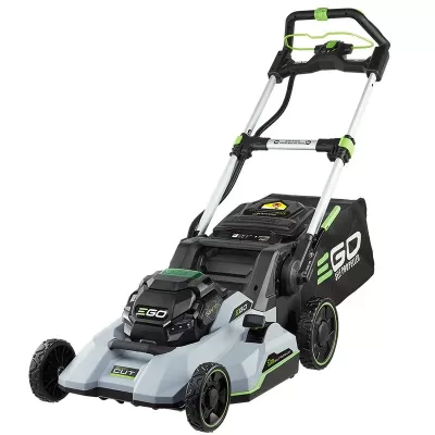 Cortador de relva elétrico cinza, preto e verde com saco coletor EGO Power+