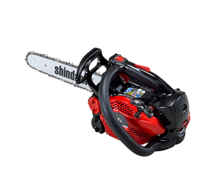 Motosserra Poda Profissional SHINDAIWA 25cc 10" Motosserra vermelha e preta com lâmina metálica
