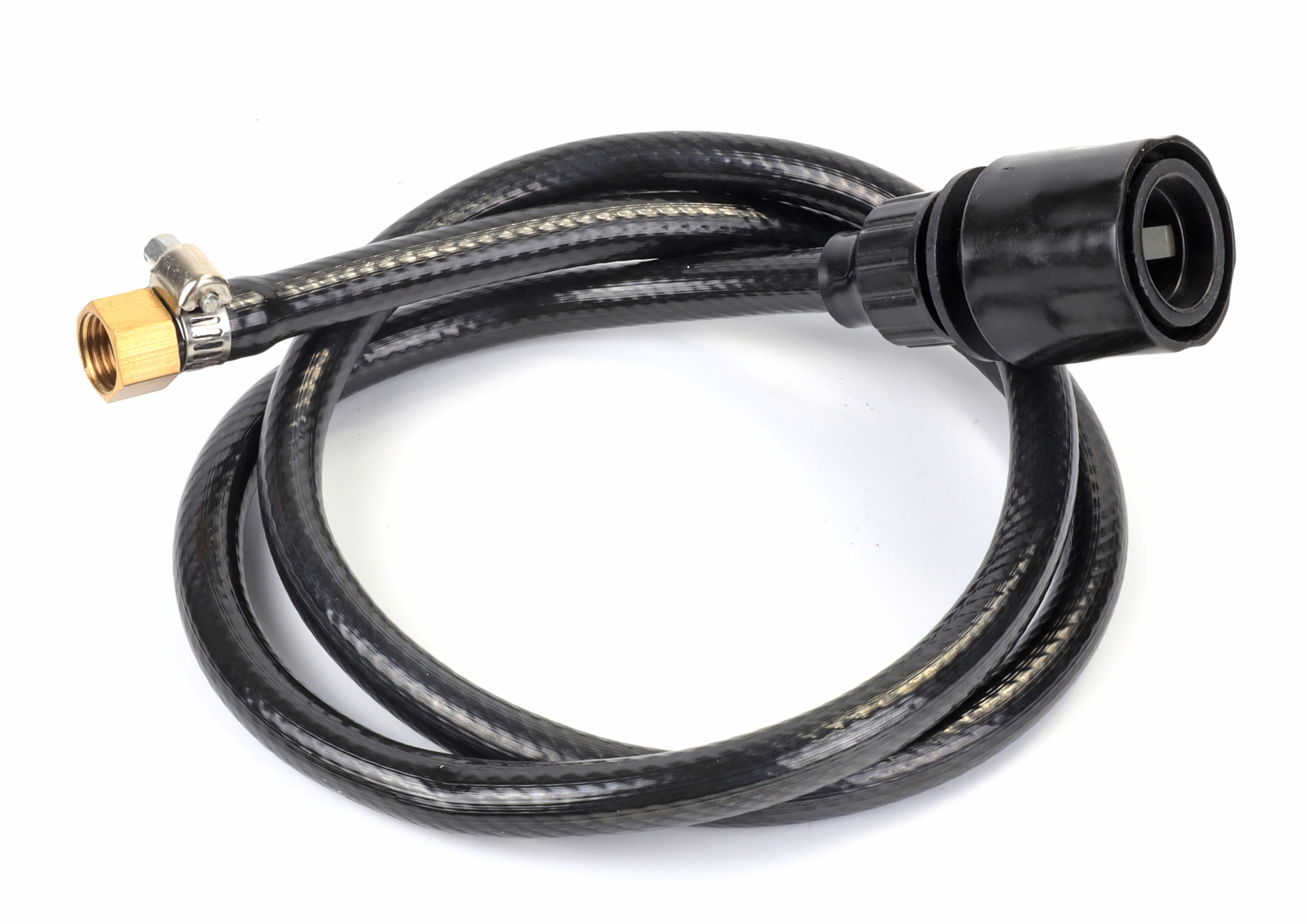 Cabo flexível preto com conector e ligação em latão