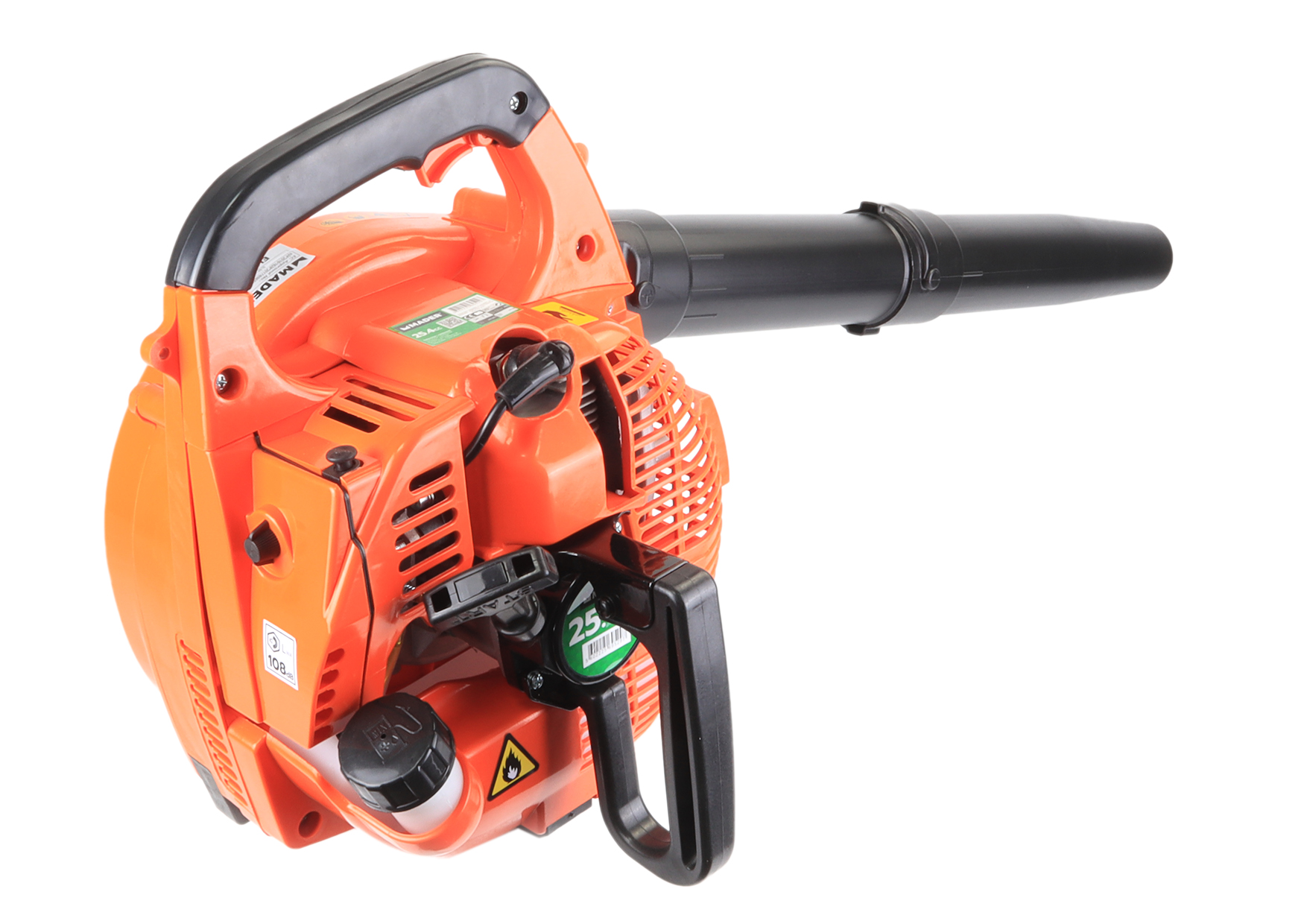 Soprador de folhas portátil a gasolina laranja e preto