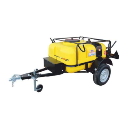 Carrinha de transporte com tanque amarelo e estrutura preta sobre fundo branco