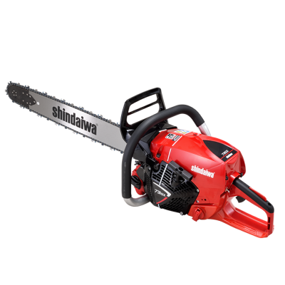 Motosserra Shindaiwa 735sx vermelha e preta com barra metálica e corrente