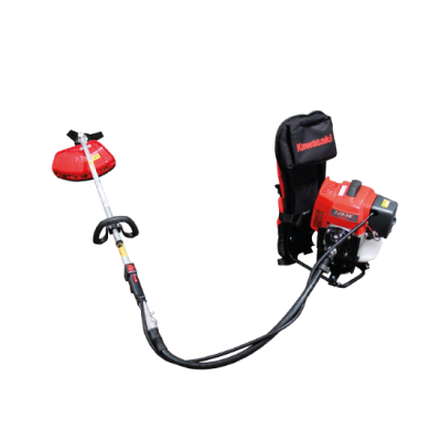 Aparelho de limpeza jardim motorizado Kawasaki com motor e cabeça de corte vermelha