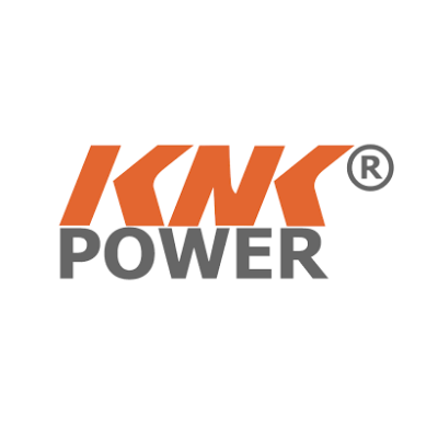 Logotipo KNK POWER em laranja e cinzento