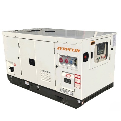 Gerador industrial portátil branco com base preta e painéis de controlo