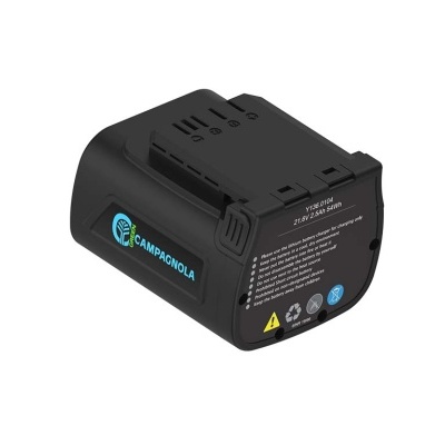 Bateria recarregável preta CAMPAGNOLA GREEN com informações técnicas e avisos