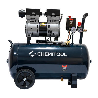 Compresso de ar preto-azul CHEMITOOL com motor prateado e painel de controlo