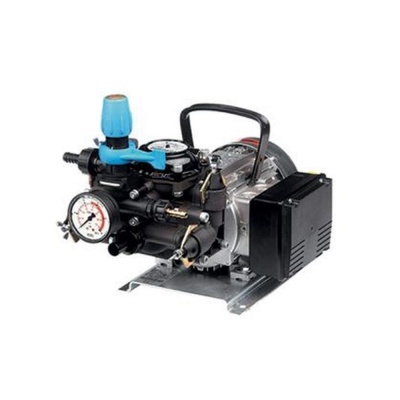 Bomba de pressão e aspersão metálica com manómetro e válvula azul