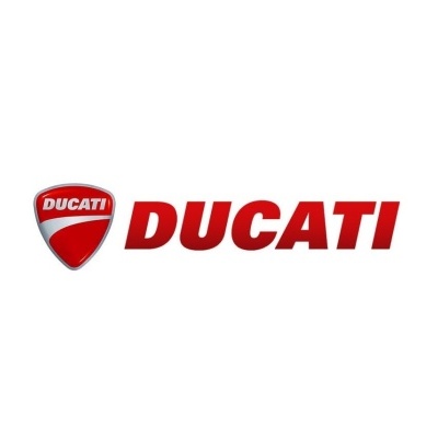 Logótipo da Ducati em vermelho e branco com escudo e texto