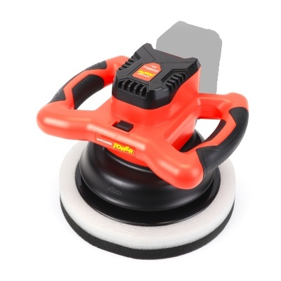 Máquina polidora laranja e preta com pegas e base para polir