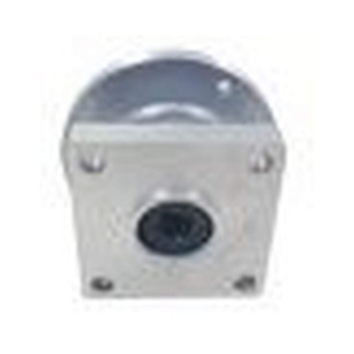 Componente metálico cilíndrico com base quadrada prateada