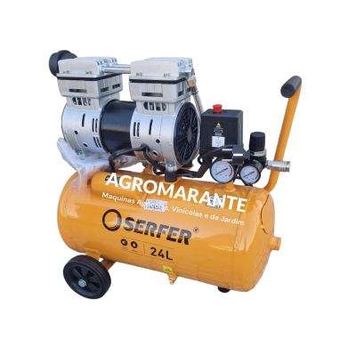 Compressor de ar portátil OSERFER amarelo com motor prateado e rodas pretas