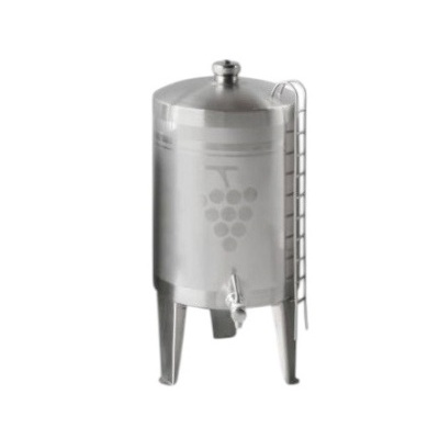 Recipiente cilíndrico de aço inoxidável com padrão de uvas e torneira