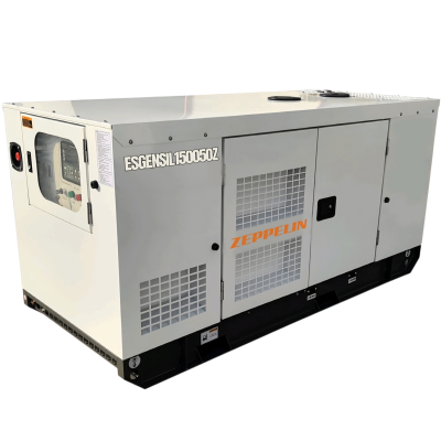 Gerador elétrico industrial cinzento com marcações ESGENSIL150050Z e ZEPPELIN