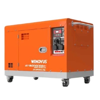 Gerador elétrico portátil WENOVUS laranja com painel de controlo e rodas