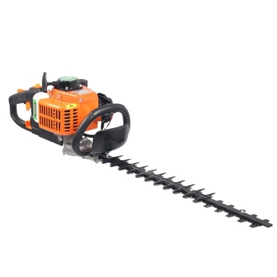 Tesoura para cercas vivas motorizada com motor laranja e lâmina preta longa