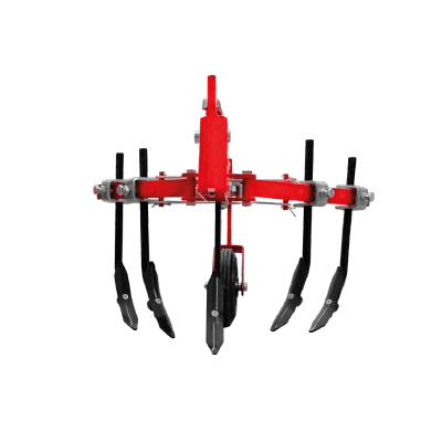 Equipamento agrícola grade aradora metálica vermelha com lâminas pretas