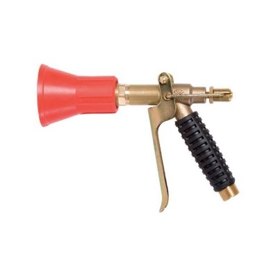 Bico de pulverizador metálico com punho preto e ponta vermelha