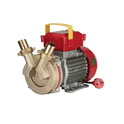 Bomba de água elétrica compacta com motor cinza e vermelho