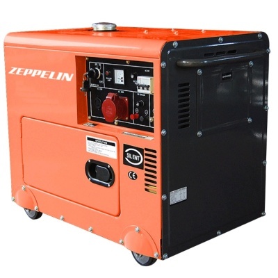 Gerador portátil laranja e preto com painel de controlo e marca ZEPPELIN