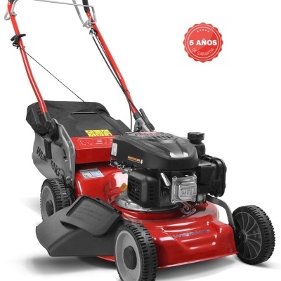 Corta-relva vermelho e preto com saco coletor e alça ergonómica