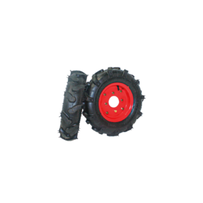 Rodas tractoras de borracha preta com aro vermelho