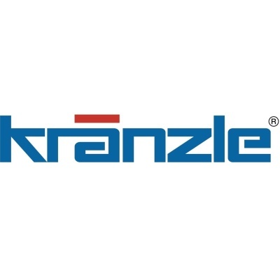 Logótipo da marca kränzle em azul com traço vermelho