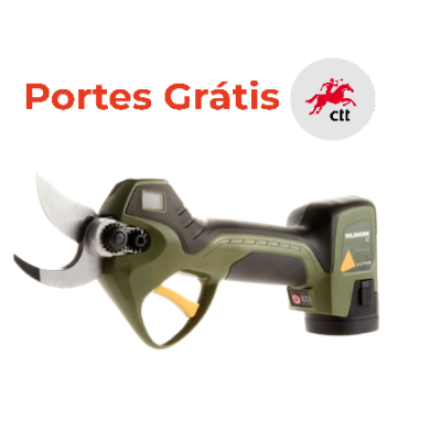 Tesoura elétrica verde e preta com lâminas metálicas e texto WILDCUT ALPINE