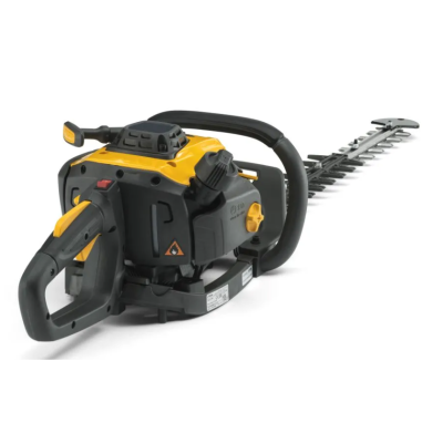 Apara-sebes a gasolina preto e amarelo com lâmina metálica longa