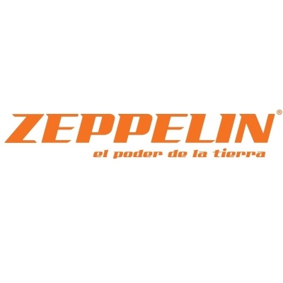 Logotipo da marca Zeppelin em cor de laranja com slogan em espanhol
