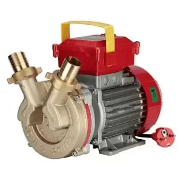 Bomba elétrica de água metálica com motor cinza e tampa vermelha