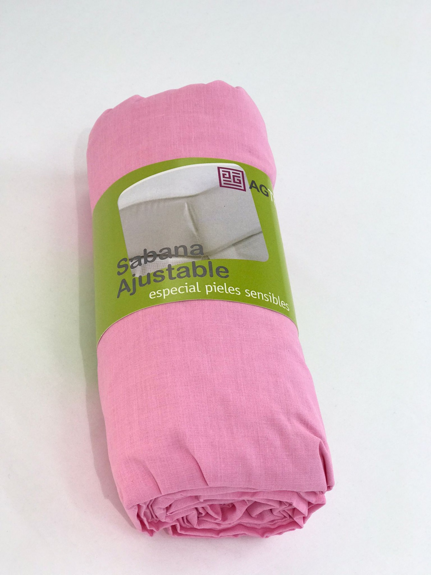 Lençol de Baixo Algodão Rosa Folha ajustável rosa com embalagem verde