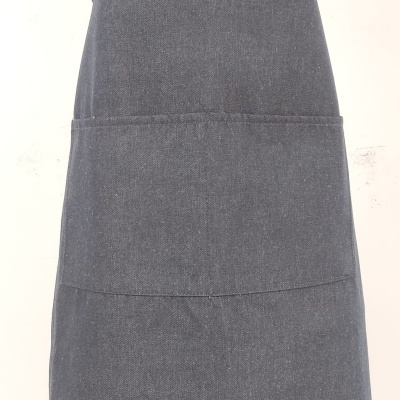 Avental cinzento escuro com dois bolsos frontais