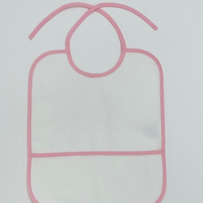 Babete branco com bordas cor-de-rosa