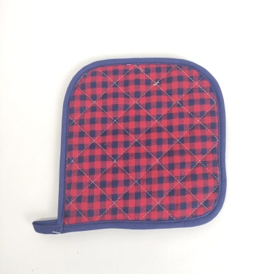 Luvas de forno xadrez vermelho e azul escuro acolchoadas