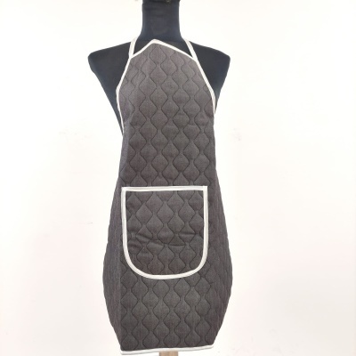 Avental cinzento acolchoado com bolso e contornos brancos
