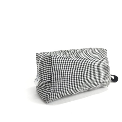 Necessaire xadrez preto e branco retangular