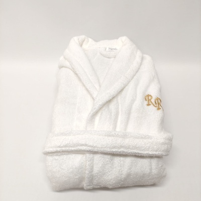 Robe de banho branco felpudo com bordado 'RR'